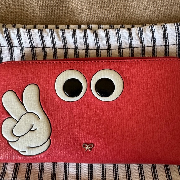 Anya Hindmarch coral colour leather zippy wallet - Picture 2 of 11